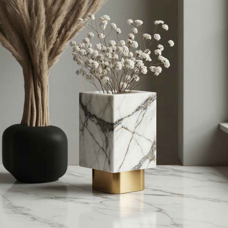 Ivora Luxe – Marble Elegance Vase Artifact