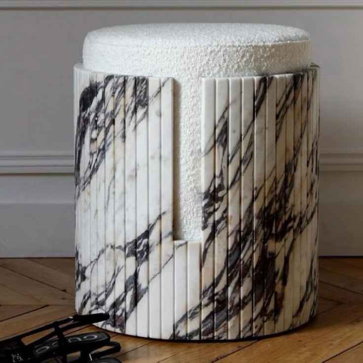 Linea Noir – Sculpted Marble Stool