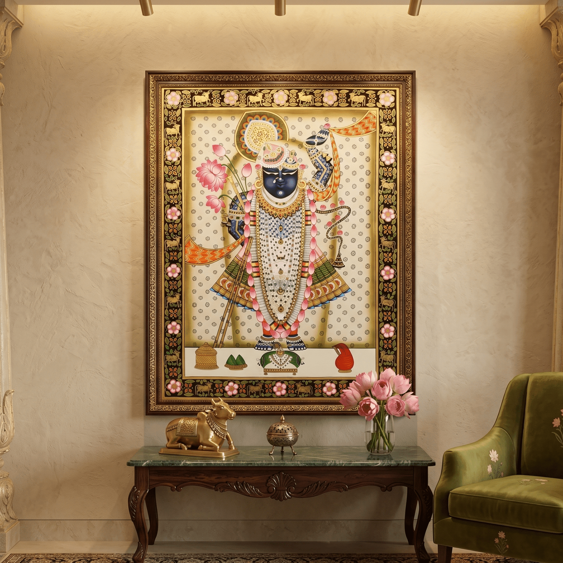 Shrinathji with Lotus Grace Pichwai Painting
