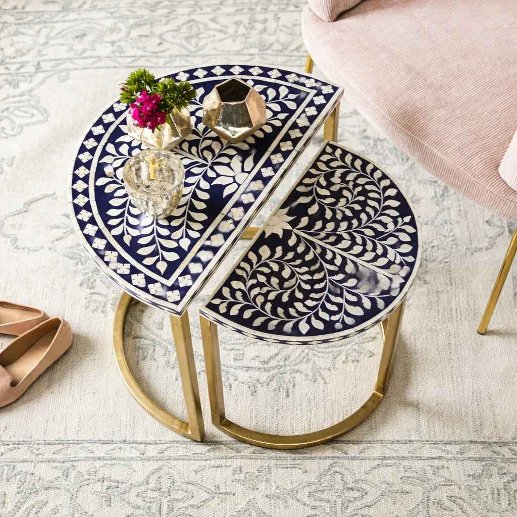 Duo Bone Inlay Nesting Tables