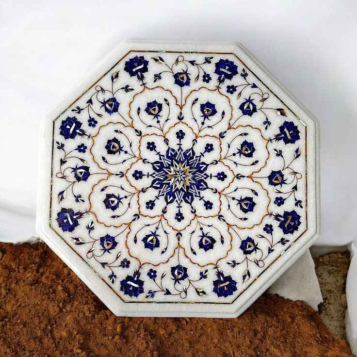 Azure Medallion Marble Inlay Table