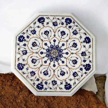 Azure Medallion Marble Inlay Table