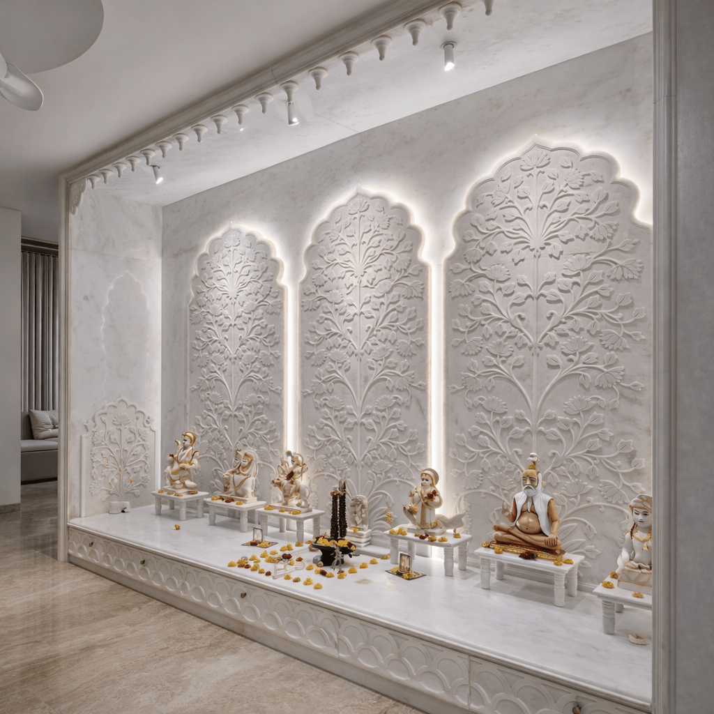 Tranquil White CNC Temple Wall - Arteviah