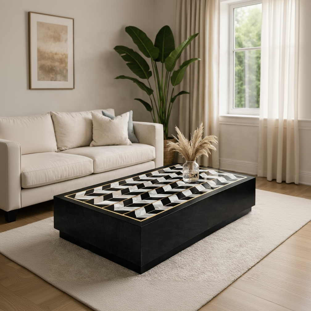 Obsidian Prism Inlay Coffee Table