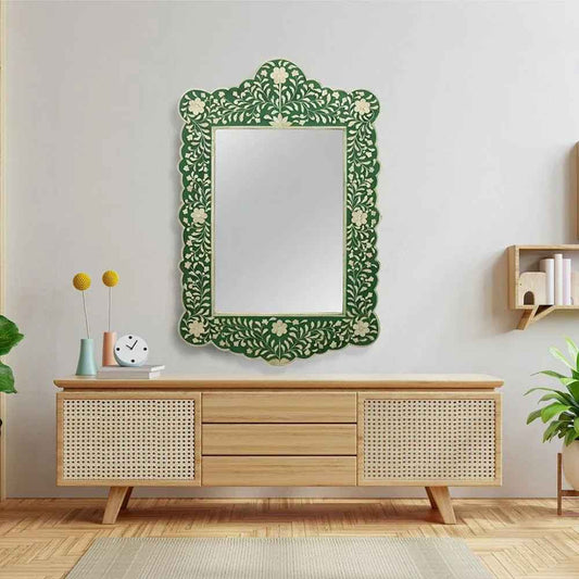 Emerald Garden Bone Inlay Mirror
