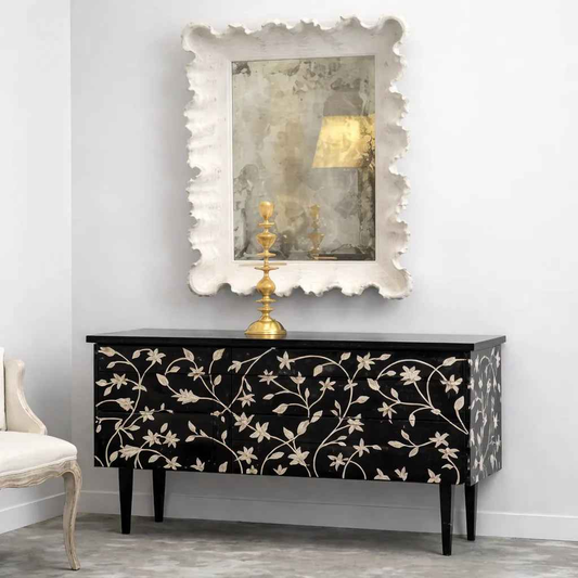 Midnight Bloom Bone Inlay Console