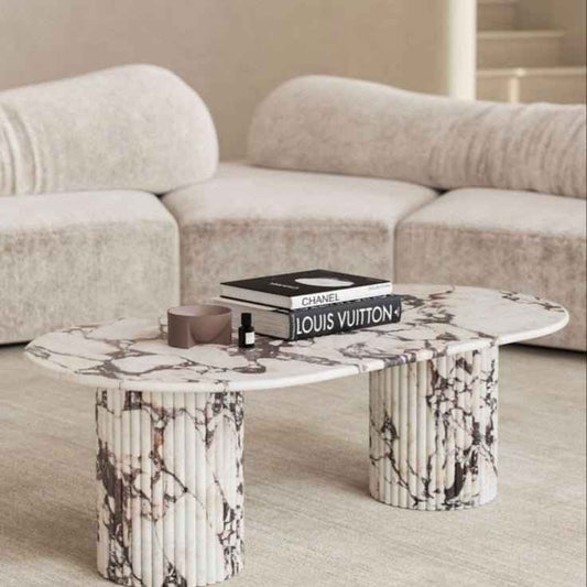 Ivory Vein Marble Flute Table